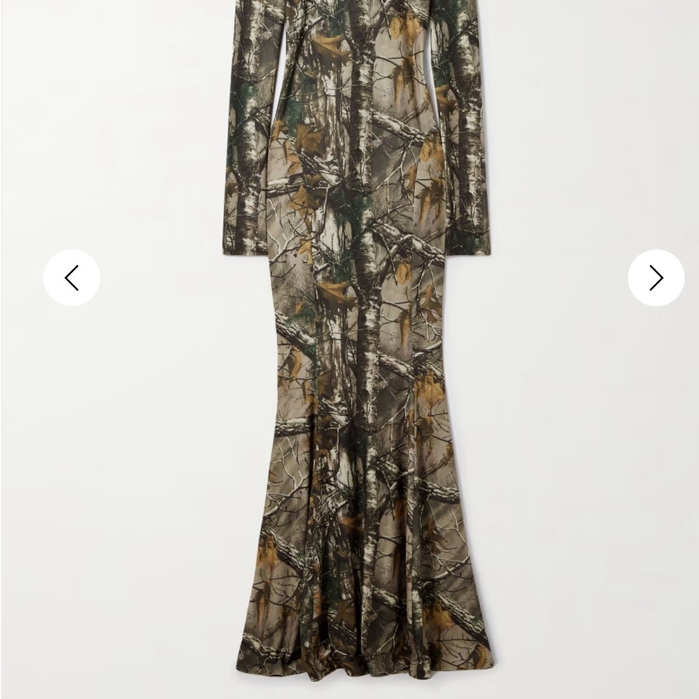 Norma Kamali Camouflage Long Sleeve Maxi Dress XL *BRAND NEW* - Picture 5 of 9